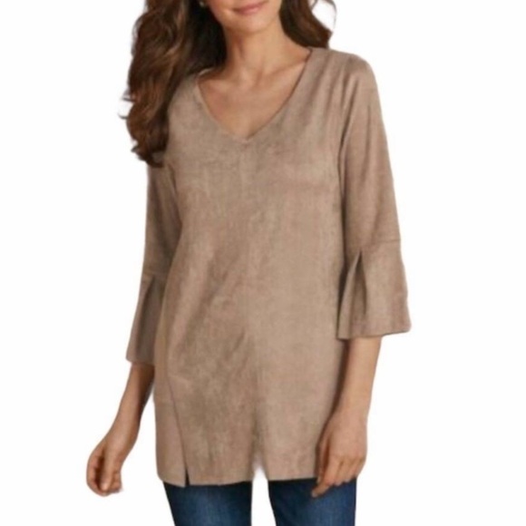 Soft Surroundings Tops - Soft Surroundings Lizzy Faux Suede Tunic Top Gray 1X